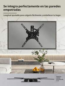 Soporte De Pared Para Tv, 14 A 55 Pulgadas, Máxima 50 Kg Máx. 400 X 400 Cm, Articulado, Inclinable Y Giratorio, Extraíble Universal Mural Para Televisión Monitor Ajustable - Negro - Ver 5