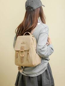 Anti-Theft Retro Pu Soft Leather Flap Backpack Women Purse, Multi-Functional And Stylish Daily Bag, Multi-Pocket Lightweight Travel Bag, Large Capacity Simple School Bag, Convenient Book Bag, Suitable For Students, Nurses, Teachers, Business People, Travel And Vacation, Business Trips, Daily Commuting, Shopping, Office, Dating, Hiking, Training, Work, Birthday Gifts, Holiday Gifts - Multicolor - View 5