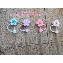 Cute & Playful Silicone Straw Lids, Dust-Proof, Leak-Proof, Anti-Choke Design, Suitable For Water Bottles, Tumblers, Travel Essentials - Pink - View 11