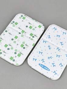 2pcs Set - New Butterfly Wing Design Light Blue Folding Mirror, Portable Handheld Makeup Mirror, Ideal For Student Dorms, Convenient Tabletop Mirror For Women - Multicolor - View 4