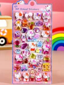 3D立体浮雕贴纸，防水可爱卡通女孩装饰贴纸，趣味装饰贴纸，适用于平板电脑、手机、水瓶、桌面、移动设备、礼品、办公室，用途广泛，适合儿童（颜色可能略有差异，随机发货） - 彩色 - 查看 8