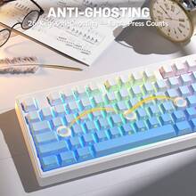 ATTACK SHARK ZIYPULANG M87V2 Wireless Keyboard 87 Keys, Tri-Mode Bluetooth 5.0/2.4G USB/Wired Mechanical-Feel Keyboard, PBT Gradient Keycaps, 4000mAh Rechargeable Battery, RGB Backlit, Silent Linear Typing, NKRO, Detachable Cable, For Windows - Multicolor - View 4