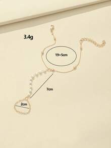 1pc Fashionable Handmade Faux Pearl Finger Chain Bracelet, Versatile For Daily Wear And Party - Multicolor - View 6