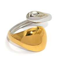 2pcs/1pc Vintage Chunky Women's Open Gold Stainless Steel Ring, Stackable Women's Jewelry, Suitable For Everyday Vacation Wear - Multicolor - View 7