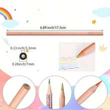 24支装7色木质彩色铅笔，3.3毫米笔芯，彩虹色，上色顺滑，材质优良，适合学生绘画、创意涂鸦、DIY手工、艺术创作。 - 原木七色同芯色鉛筆 - 查看 3