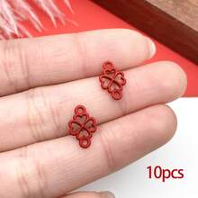 10/15pcs Enamel Chinese Knot New Year Lucky Blessing Tassels Charm Red Alloy Festive Pendant For DIY Jewelry Crafts Accessories Finding