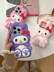 3pcs Sanrio Authorized Cartoon Cute Footprint & My Melody Silicone Phone Case Compatible With IPhone 16 Pro Max, 15, 13/14 Pro Max - Multicolor - View 5