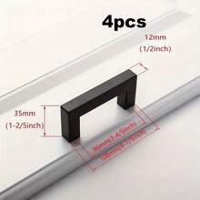 1pc/4pcs Black Square Cabinet Handles, Stainless Steel Furniture Hardware Kitchen Cupboard Door Drawer Pulls - Black - View 10