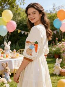 10pcs Easter Bunny Patch, Rabbit And Carrot Pattern Easter Theme Sew Iron On Patches DIY Motif Applique Patches For Clothing Jackets Shoes - Multicolor - View 3