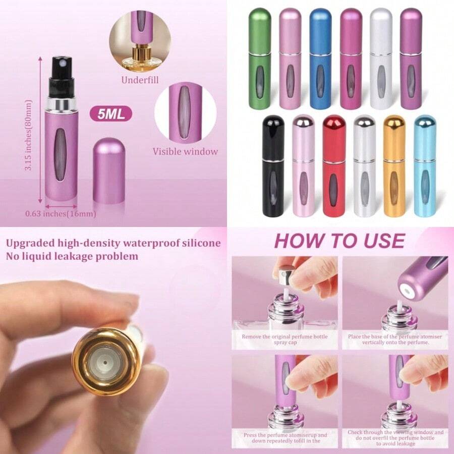 2026 Portable Dispensing Bottle12 PCS Travel Refillable Perfume Atomizer Bottles5ml Mini Portable Spray Bottles For Travel Accories Multicolor Perfume Containers - Đầy màu sắc - Xem 1