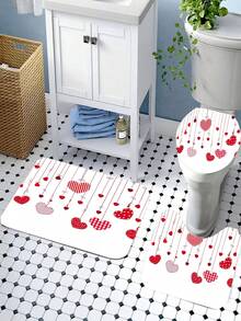 1/4 Piezas Conjunto de Cortina de Ducha Romántica para el Día de San Valentín, Impermeable de Poliéster con Patrón de Corazón, Lavable a Máquina, Incluye 12 Ganchos, Decoración de Baño con Tema de Amor Tejido, Regalo Ideal para el Día de San Valentín - Multicolor - Ver 9