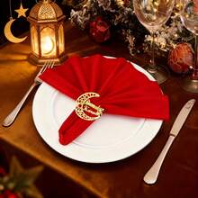 6/12pcs Set Eid Mubarak Crescent Moon Metal Napkin Rings, Multi-Size Set, High-Quality Durable Metal Material, Hollow Moon Design, Matching Islamic Festival Elements, Suitable For Wedding, Family Gathering/Banquet Table Decor, Dedicated Napkin Rings For Dining Parties, Easily Create A Festive Islamic Holiday Atmosphere, Also A Refined Choice For Home Dining Table Setting, Home Decor And Holiday Decoration. - Multicolor - View 6