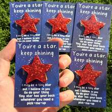 1/4/5个装励志树脂星星装饰品,配有激励语录“你是一颗闪亮的星星,继续闪耀”,是考试、手术、困难时期、祝愿好运、感恩节、生日、情人节的安慰和鼓励礼物。 - 彩色 - 查看 10