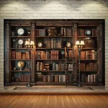 1 banner vintage pentru raft de cărți, fabricat din fibră de poliester, nu necesită electricitate, utilizare versatilă pentru ziua de naștere, Halloween, decor de perete pentru casă și birou, consumabile generale pentru petreceri de sărbători, fundal pentru fotografie și artă foto - Multicolor - Vizualizare 5