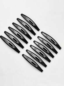 12pcs Simple Black Basic BB Clips Side Bangs Hair Clips For Women, Head Accessories, Hair Accessories For Women, Hair Slide, Hair Barrettes, Hairpin,Travel,Party - Black - View 2