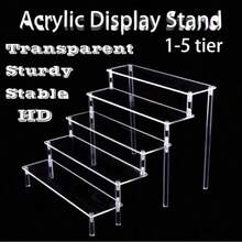 1 Piece Of 1-5 Layer Transparent Acrylic Display Stand, Cosmetic Storage Rack, Perfume Acrylic Rack, Cupcake Stand, Suitable For Amiibo And POP Figurines, Food And Dessert Stand, Product Display Rack For Cosmetic Suppliers, Applicable To Places Such As Vacation Beaches, Bathrooms, Bedrooms, Etc., Large Capacity