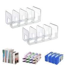 Marte Vanci Clear Acrylic File Sorter, Sturdy Desk File Organizer Shel F Book Holder Purse Handbag Clutch Divider File Folder Rack For Letter Cookbooks Home Office Kitchen Supplies 4 Sections (2 Pcs) - 2pack - 查看 1