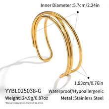 Miia High-Quality Stainless Steel Bracelet, Minimalist Fashionable Striped Criss-Cross Open Bangle Bracelet, Hypoallergenic Anti-Fading Bracelet, Versatile Elegant Women's Bracelet, Jewelry Accessory For Daily, Party, Vacation, Gathering, Thoughtful Gift For Her - Bracelet - View 10