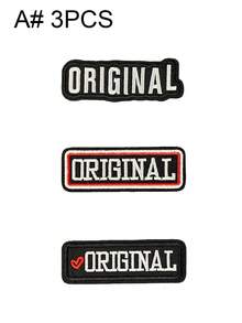 一套3/6/9个黑色、金色、银色、粉色原创英文字母刺绣布贴，可爱时尚涤纶徽章贴花，DIY服装熨烫布贴，缝纫配件布贴，适用于背包、牛仔裤、夹克、T恤、帽子、连衣裙等。