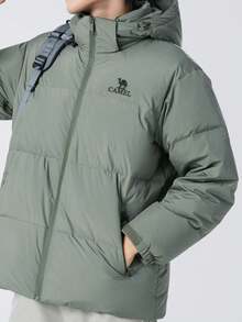 CAMEL CROWN 男士防水加厚冬季羽绒服，保暖连帽短款羽绒服