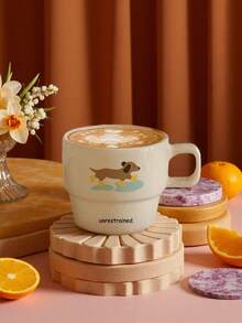 1个陶瓷咖啡杯，可爱腊肠犬图案，少女风饮用杯，女士生日礼物，马克杯，情人节礼物，一杯咖啡，可能，斋月 - 彩色 - 查看 10