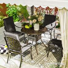 Set Of 4 Seat Cushions, 108 X 50 X 5 Cm, Chair Cushions With Ties, Indoor/Outdoor Seat Cushions, Seat Pads, Bench Cushions For Garden Furniture, Chairs, Dining Chairs, Dark Grey - Black - View 7