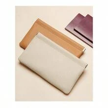 1 Piece Of Real Soft Leather Automatic Tight Earphone Storage Bag New Spring Design Data Cable Storage Coin Purse Wear-Resistant And Soft Suitable For Students And Office Workers Textured Items - Medium-sized Brown Shrapnel Pouch - View 2