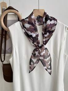 女士菱形真丝围巾，轻盈柔软，不规则设计，休闲时尚，日常多功能系带腰带手提包，女士颈部夏季外出礼物 - 彩色 - 查看 17