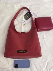 时尚大容量女士单肩包，设计手提包 - 紅色 - 查看 3