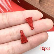 10/15pcs Enamel Chinese Knot New Year Lucky Blessing Tassels Charm Red Alloy Festive Pendant For DIY Jewelry Crafts Accessories Finding
