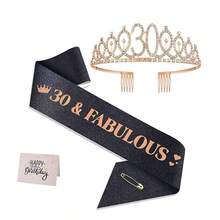 3pcs/Set 30th, 40th, 50th, 60th, 80th, 90th Birthday Decorations, Including Birthday Sash, Crown/Headpiece And Card, Rose Gold Girl Gift, Suitable For 30th, 40th, 50th, 60th, 80th, 90th Birthday Decor - Black Gold - View 19