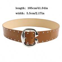 1件朋克风C型扣女士腰带，美式性感铆钉装饰裙裤腰带，加厚腰带 - 彩色 - 查看 4