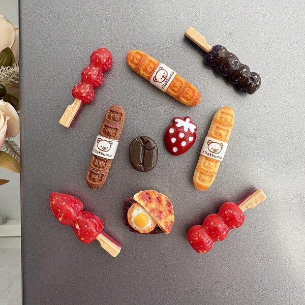 3D Food Fridge Magnets - Realistic Bread/Candied Haw/Coffee Shape Magnetic Stickers, Cute Kitchen Decor, Creative Gift For Cartoon & Food Lovers