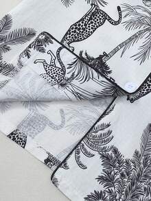 [Dreamery]Giraffe & Monkey Print Short Sleeve Shorts Pajama Set For Women - Black - View 8