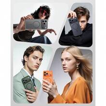 Compatible With AppleIPhone 17 Promax/17 Pro/17 Air/16E/15/14/13/12 Case, Compatible With MagSafe, Military Grade Drop Protection, Stronger Magnetic, Thickened Back Panel Shockproof Airbag, Slim Anti-Scratch Protective Cover - 灰色 - 查看 9
