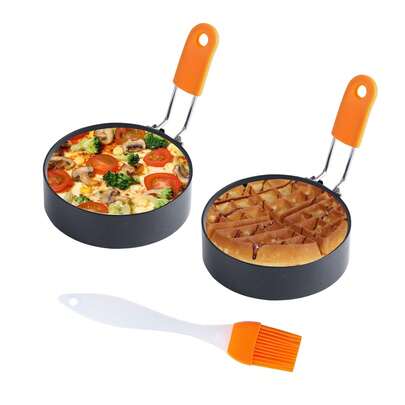 Molde y formador plegable de acero inoxidable para freír huevos, molde redondo antiadherente para hacer huevos fritos y tortillas.