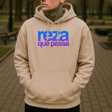 Comfortable Kangaroo Hoodie With Premium Print REF-213 - Beige - View 1