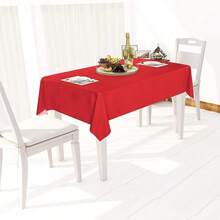 1OO% Waterproof Rectangle PVC Tablecloth - 60 X 84 Inch - Oil Proof Spill Proof Vinyl Table Cloth, Wipe Clean Table Cover For Dining Tables, Buffet Parties And Camping, Red - Red60inchx84inchRectangular - View 4