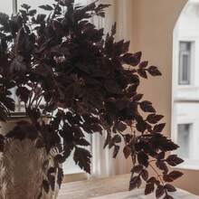 Artificial Fall Leaves Stems, 8 PCS Fall Decorations For Indoor Outdoor Halloween Than1ks 1giving Farmhouse Arrangement Decorations For Front Door Wedding Centerpieces In Autumn - 凌霄葉(黑紅色) - 查看 7