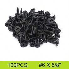 #6 X 5/8" Wood Screws 100pcs Black Flat  Screws Self Tapping Wood Screws Carbon Steel Assorted Drywall Screws For Wood Cabinet Furniture - 6 X 58 - 查看 5