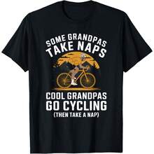 Grandpas Go Cycling Funny Cyclist Grandpa Father's Day T-Shirt - 黑色 - 查看 1