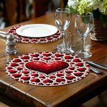 2/4/6/8/20pcs Set Heart Shaped Placemats - 13.8" X 13.8", Holiday Pattern, Suitable For Daily Holiday Kitchen Party Tabletop Decor Non-Slip Polyester Placemats, Machine Washable, Ideal For Valentine's Day Dining, Kitchen, Home Decor, Outdoor Holiday Party, Tableware Decoration | Vibrant Tabletop Accent | Polyester Placemats Non-Slip Heat Resistant, Suitable For Romantic Dining And Parties - Multicolor - View 2