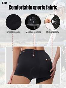 Women's Solid Color Casual Versatile Daily Outdoor 3D Padded Cycling Shorts - Black - View 3