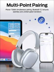 Tagry Auriculares inalámbricos Bluetooth ajustables, adecuados para smartphone/computadora/tableta, color plateado - Plateado - Ver 7