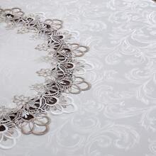 HXARTMIS 1pc White Embroidered Jacquard Round Tablecloth, European Style Polyester Round Dustproof Cover, Oil-Resistant, Stain-Resistant, Wear-Resistant And Scratch-Proof. - White - View 6