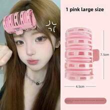 1 Piece Candy Color Lazy Curler Air Bangs Curler Plastic Adhesive Girl Styling DIY Tool Curling Barrel Bangs Curl Eight-Shaped Air Internet Celebrity Curl Bangs Artifact Hair Root Fluffy Clip Hollow Curling Barrel Curling Artifact - 粉紅大號 - 查看 1