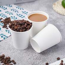 50/25/10pcs 9oz White Paper Cups, Suitable For Water, Juice, Milk, Beverage, Hot Or Cold Drinks, Office, Party, Home, Travel - White - View 2