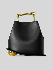 Fashionable Minimalist Irregular Handbag, New Casual Versatile Commuter Tote Bucket Bag For Women - Black - View 6