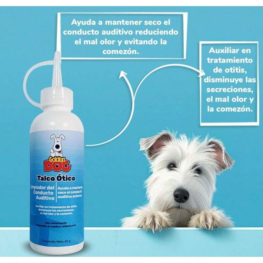 TendenciaGolden Dog Polvo Óptico 60 Gr Mal Olor Picazón en las Orejas Mascotas Fresco Calidad Premium - 1 - Ver 1