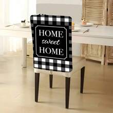 1件/4件/6件/10件装春鑫系列黑白灰格子印花短绒椅套，可拆卸短绒材质椅背保护套，四季皆宜，节日氛围装饰椅套，适用于餐厅、客厅、家居座椅保护，带椅背保护，适用于餐厅、办公室、客厅、酒店和家居装饰 - 彩色 - 查看 6